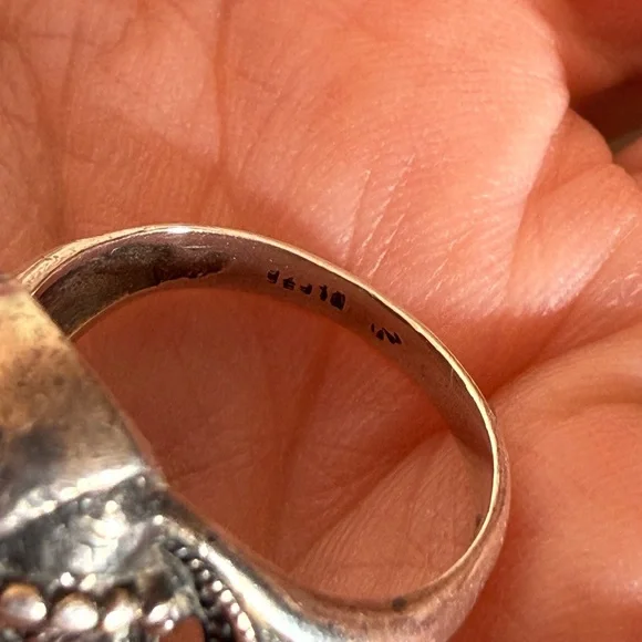 Antique Art deco 1920’s Sterling silver art Nouveau Flapper Face Ring - Picture 11 of 17